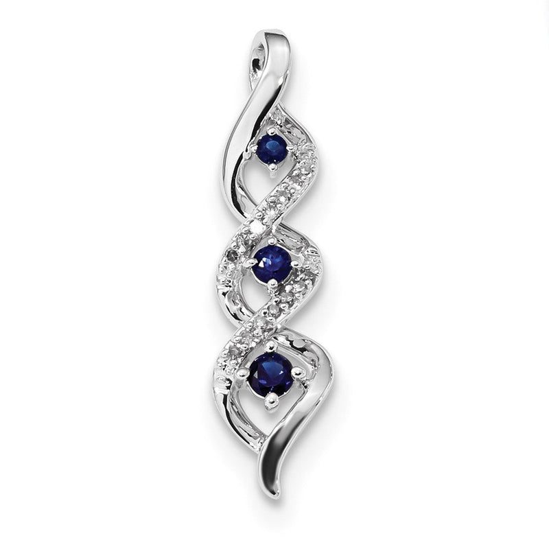 14K Weißgold Echt Diamant & Blau Saphir Kette Anhänger