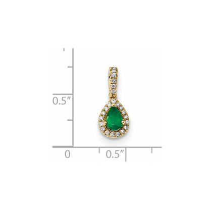 14K Gelbgold Anhänger mit Smaragd und echtem Diamant