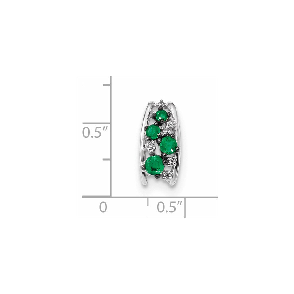 14K Weißgold Echt Diamant und Smaragd Poliert Kette Anhänger