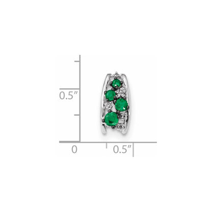 14K Weißgold Echt Diamant und Smaragd Poliert Kette Anhänger