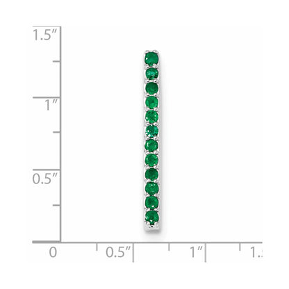 14K Weißgold Smaragd Kette Anhänger