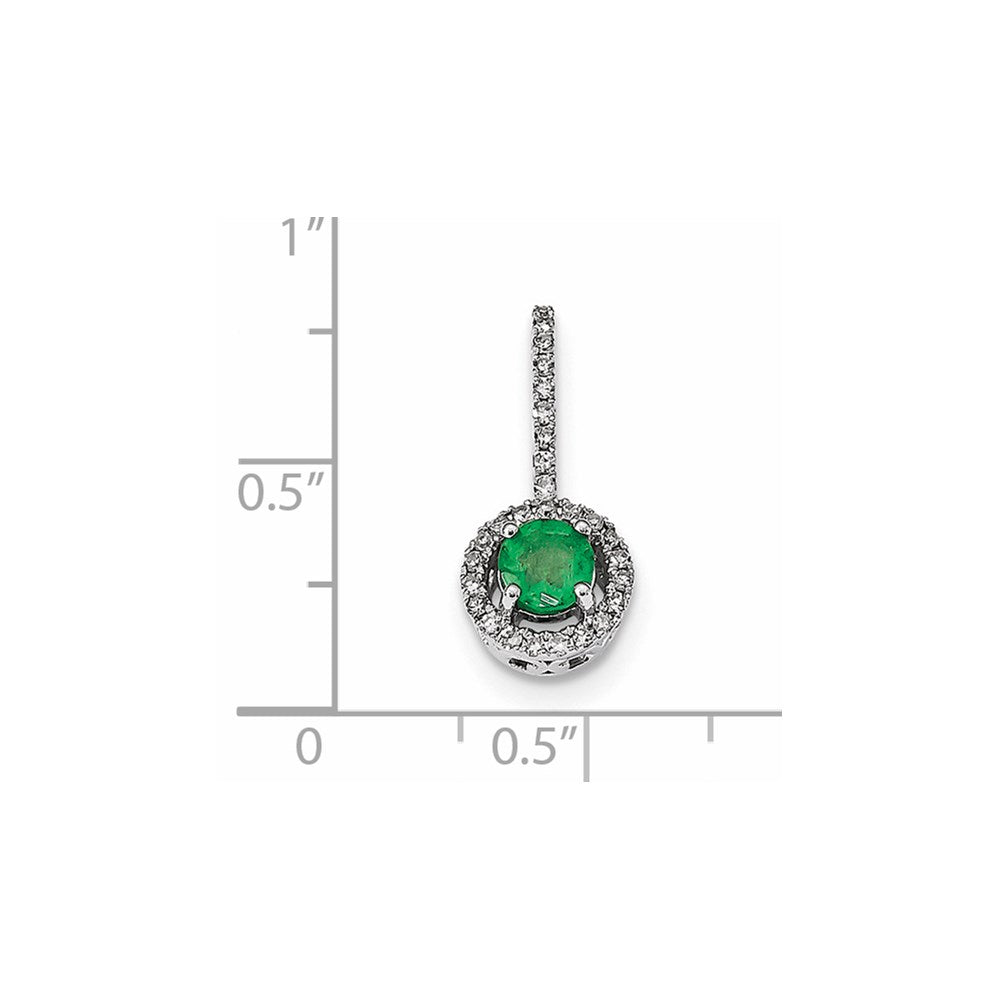 14 Karat Weißgold Anhänger mit echtem Diamant und Smaragd