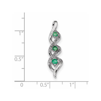 14K Weißgold Echt Diamant & Smaragd Kette Anhänger