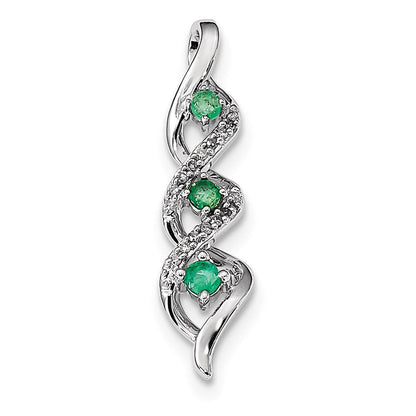 14K Weißgold Echt Diamant & Smaragd Kette Anhänger