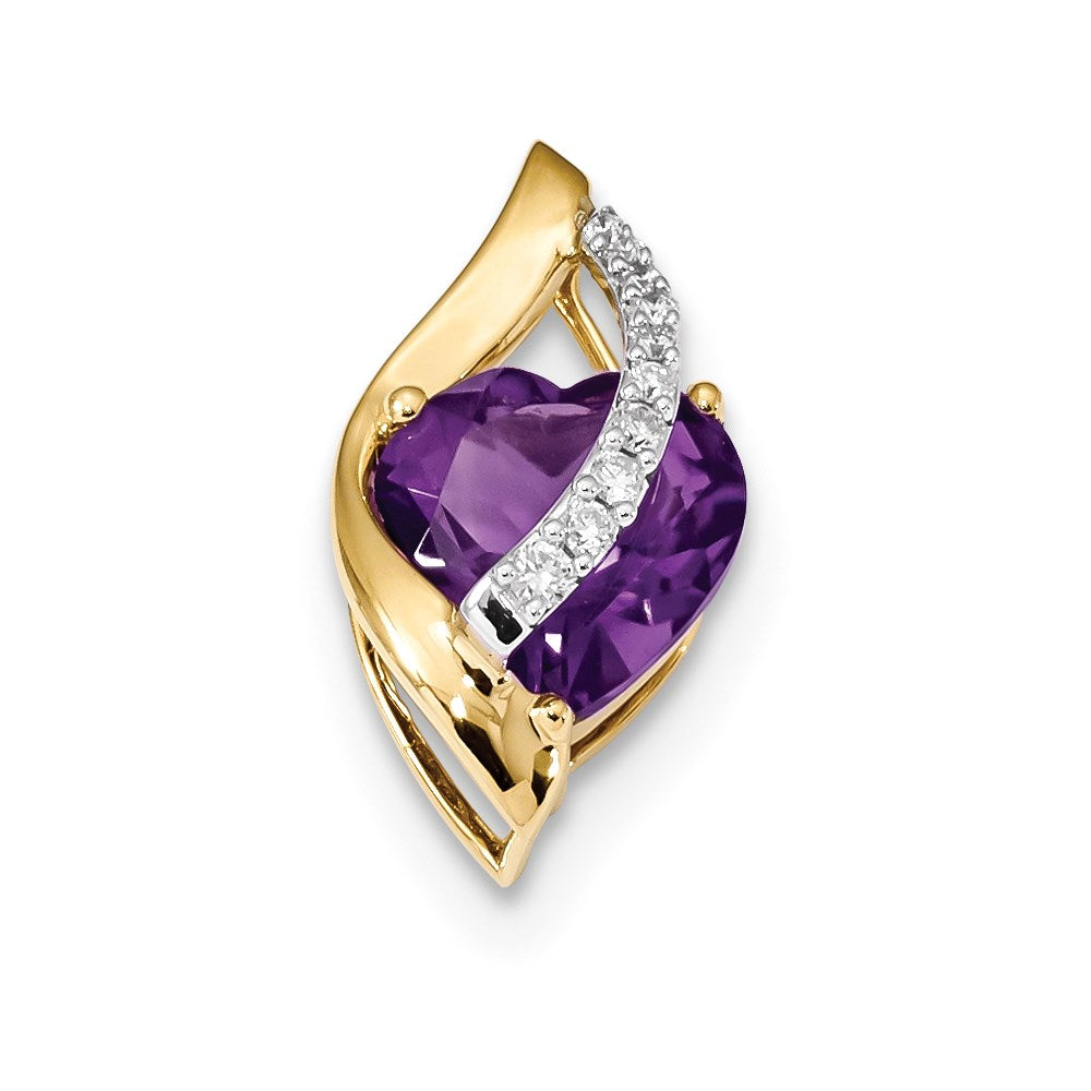14K Bicolor Anhänger mit Diamant und Amethyst