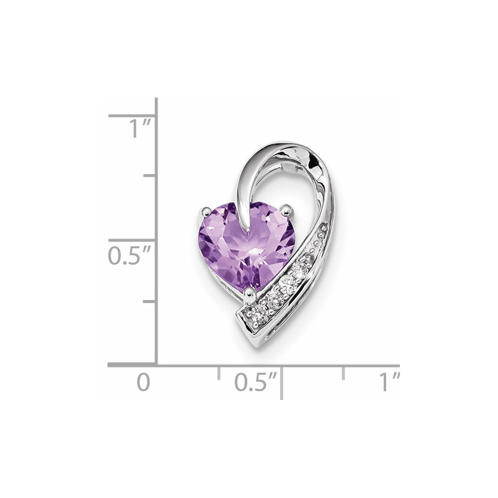 14K Weißgold Echt Diamant & Lila Quarz Kette Anhänger