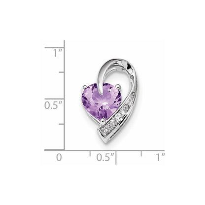 14K Weißgold Echt Diamant & Lila Quarz Kette Anhänger