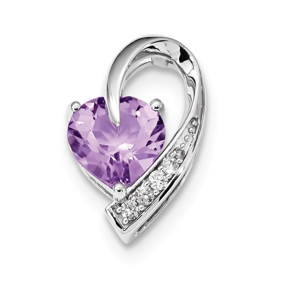 14K Weißgold Echt Diamant & Lila Quarz Kette Anhänger