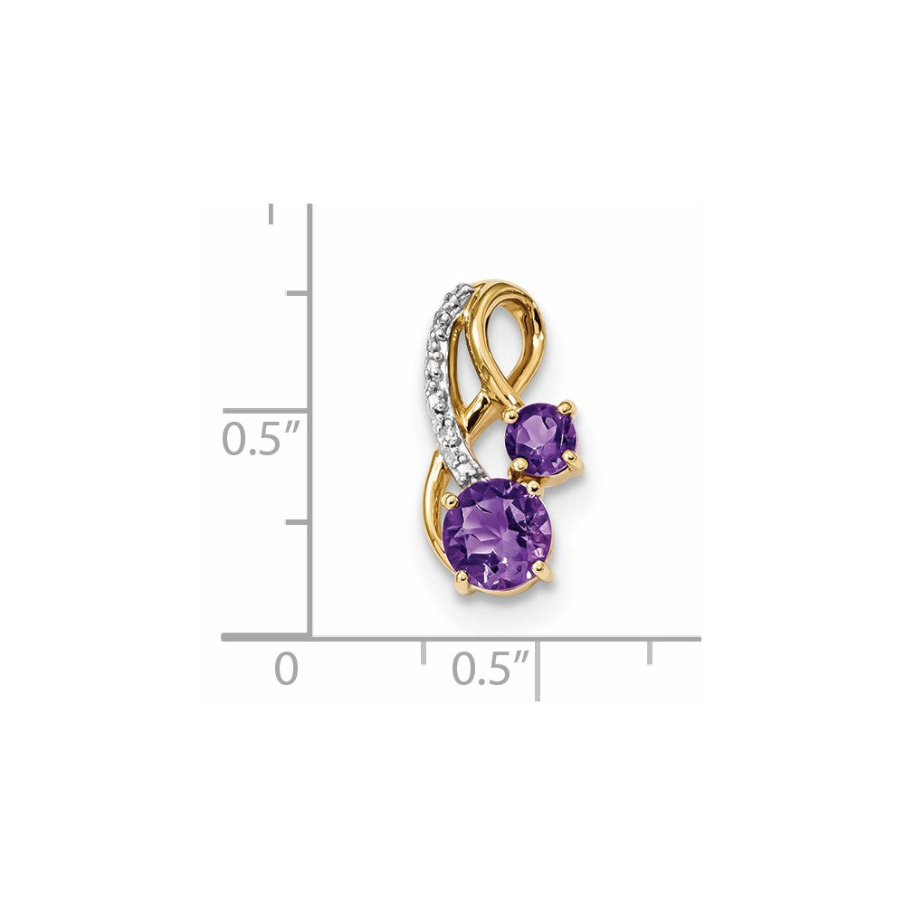 14K Gelbgold Amethyst & Echtdiamant Anhänger, poliert