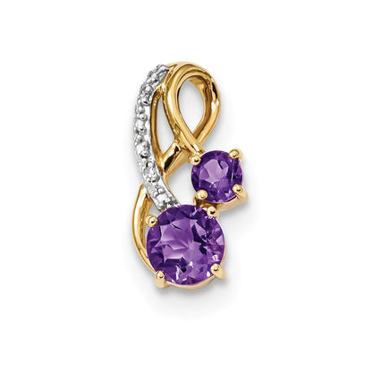 14K Gelbgold Amethyst & Echtdiamant Anhänger, poliert