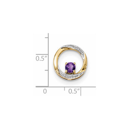 14K Gelbgold Amethyst- und Diamant-Anhänger, poliert