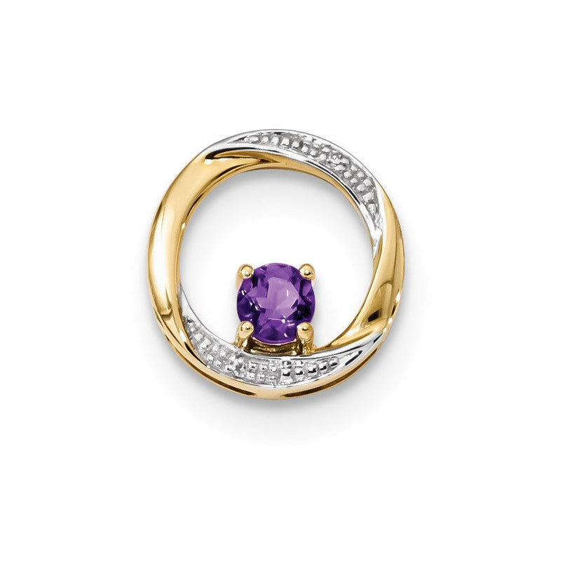 14K Gelbgold Amethyst- und Diamant-Anhänger, poliert