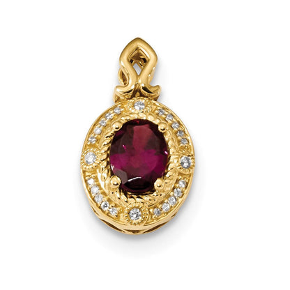 14K Gelbgold Rhodolith- und Diamant-Anhänger