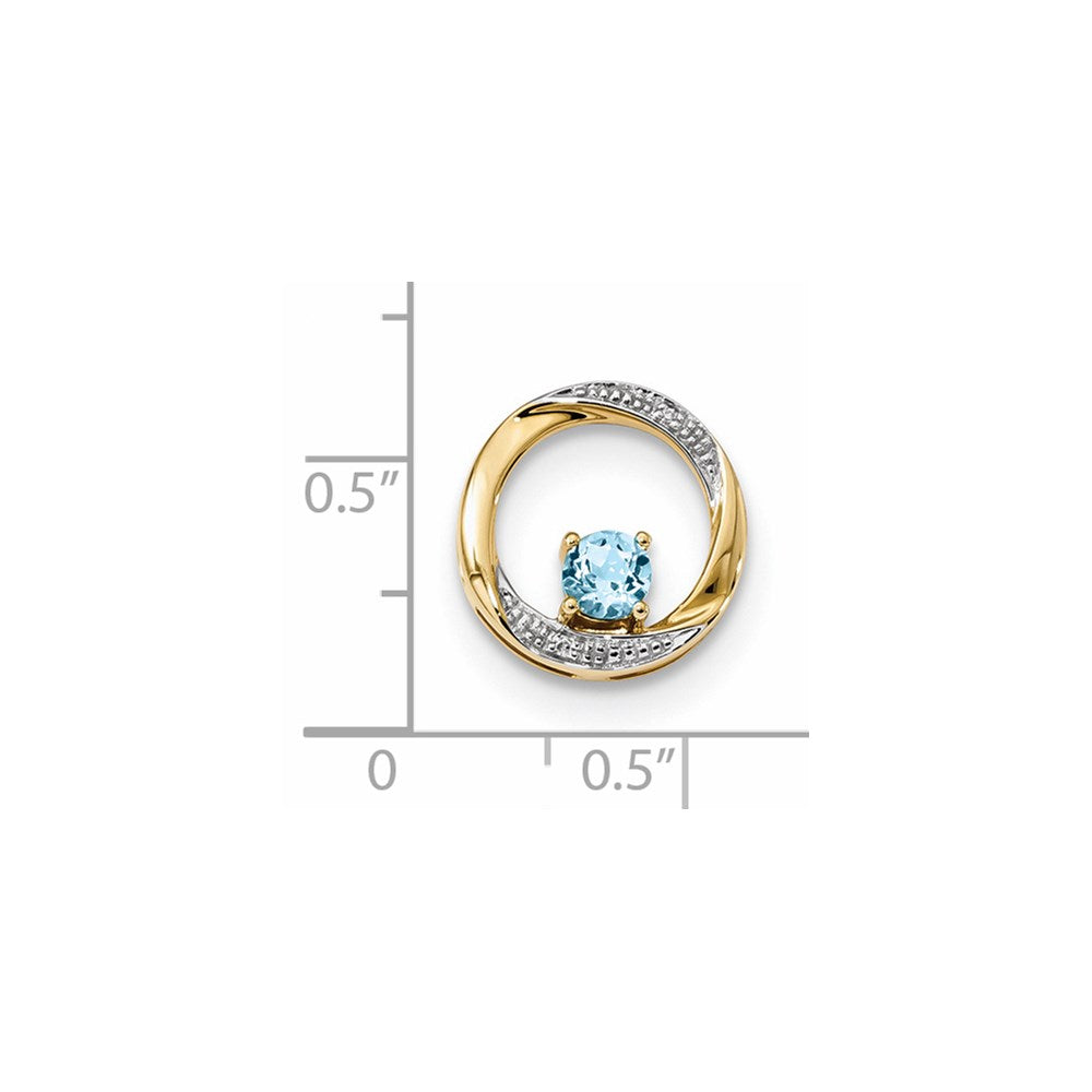 14K Gelbgold Anhänger mit himmelblauem Topas und Diamant, poliert