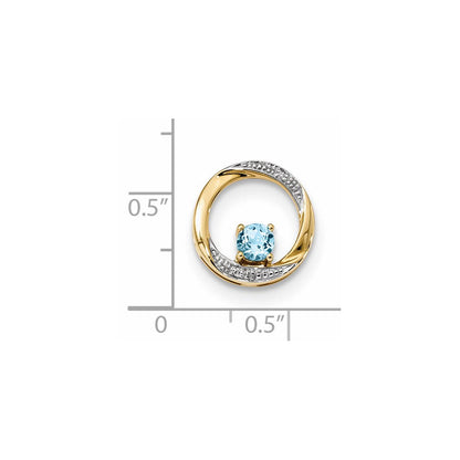 14K Gelbgold Anhänger mit himmelblauem Topas und Diamant, poliert