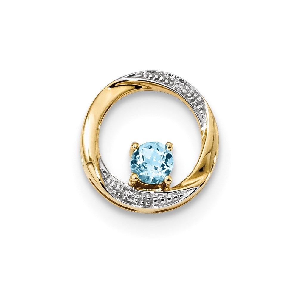 14K Gelbgold Anhänger mit himmelblauem Topas und Diamant, poliert