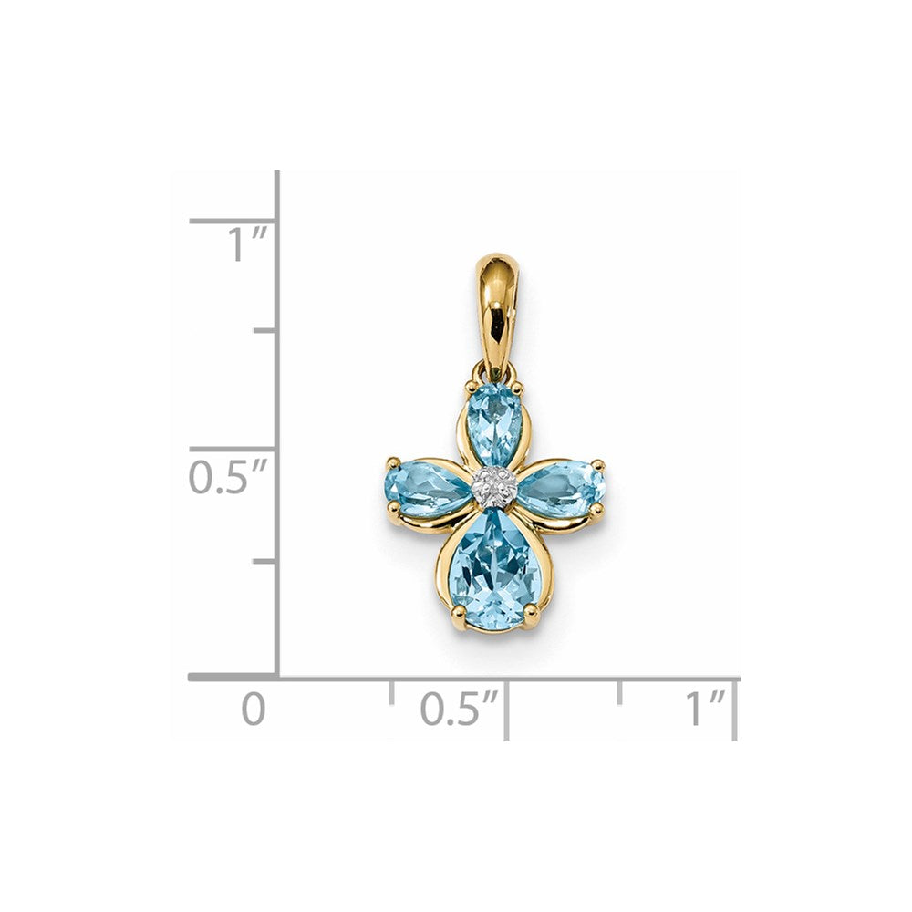 14K Gelbgold Swiss-Blue-Topas-Anhänger mit Diamanten