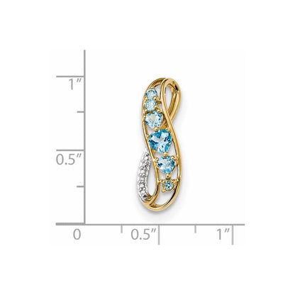 14K Gelbgold-Anhänger mit hellem Swiss-Blue-Topas und echtem Diamant, poliert