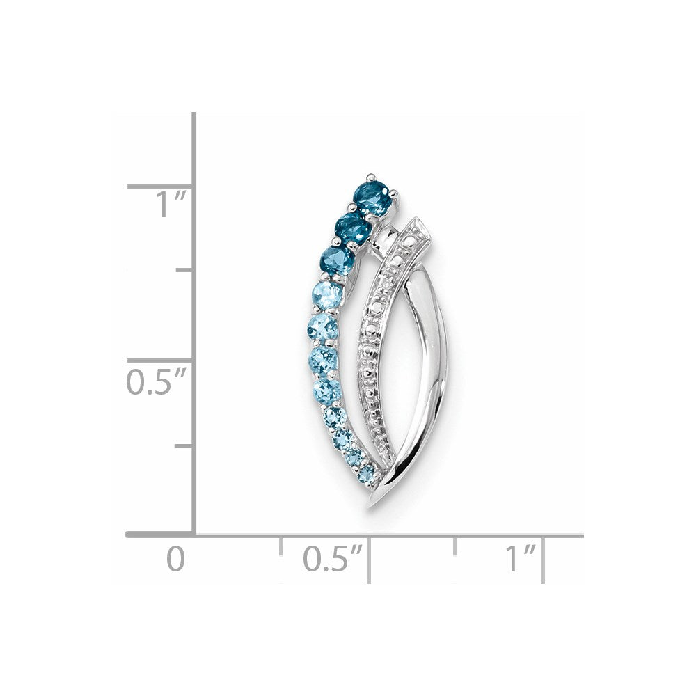 14K Weißgold Anhänger mit London-, Schweizer- und Himmelblauem Topas, Weißtopas und echtem Diamant