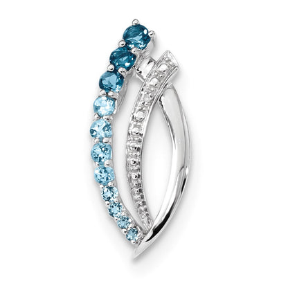14K Weißgold Anhänger mit London-, Schweizer- und Himmelblauem Topas, Weißtopas und echtem Diamant