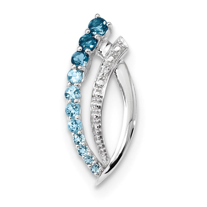14K Weißgold Anhänger mit London-, Schweizer- und Himmelblauem Topas, Weißtopas und echtem Diamant