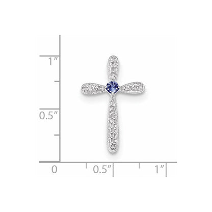 14K Weißgold Diamant- & Tansanit-Kreuzanhänger
