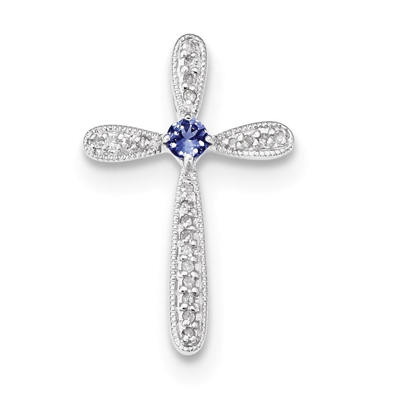 14K Weißgold Diamant- & Tansanit-Kreuzanhänger