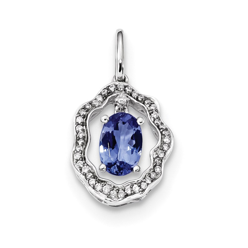 14k Weißgold Tansanit- und Diamant-Anhänger
