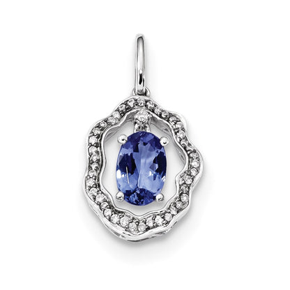 14k Weißgold Tansanit- und Diamant-Anhänger