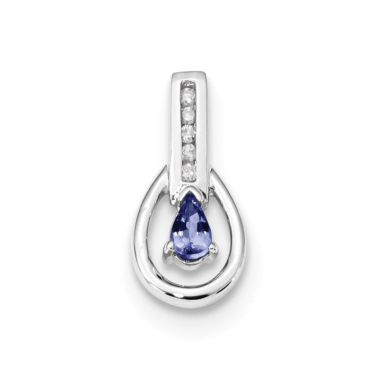 14K Weißgold Diamant- & Tansanit-Anhänger