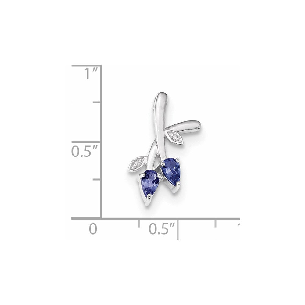 14K Weißgold Diamant- und Tansanit-Anhänger