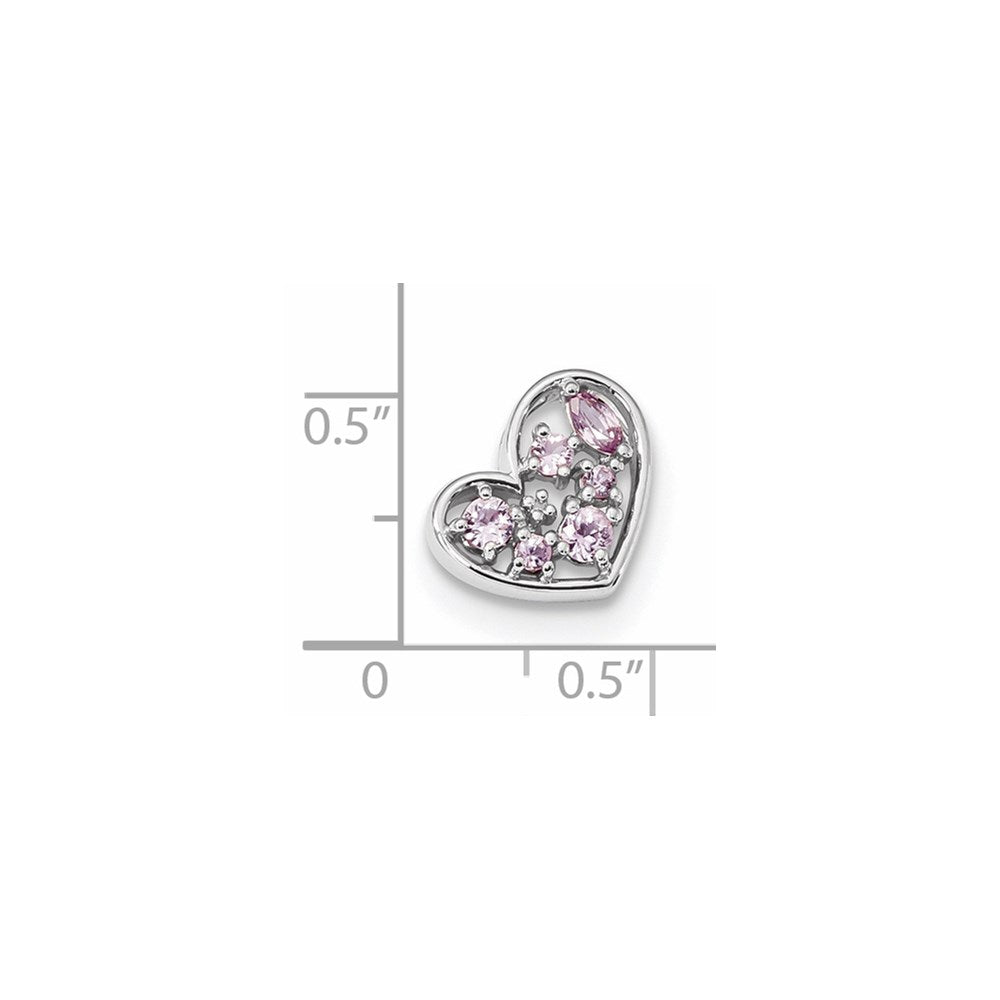 Anhänger aus 14K Weißgold mit rosafarbenem Saphir und Diamant, poliert
