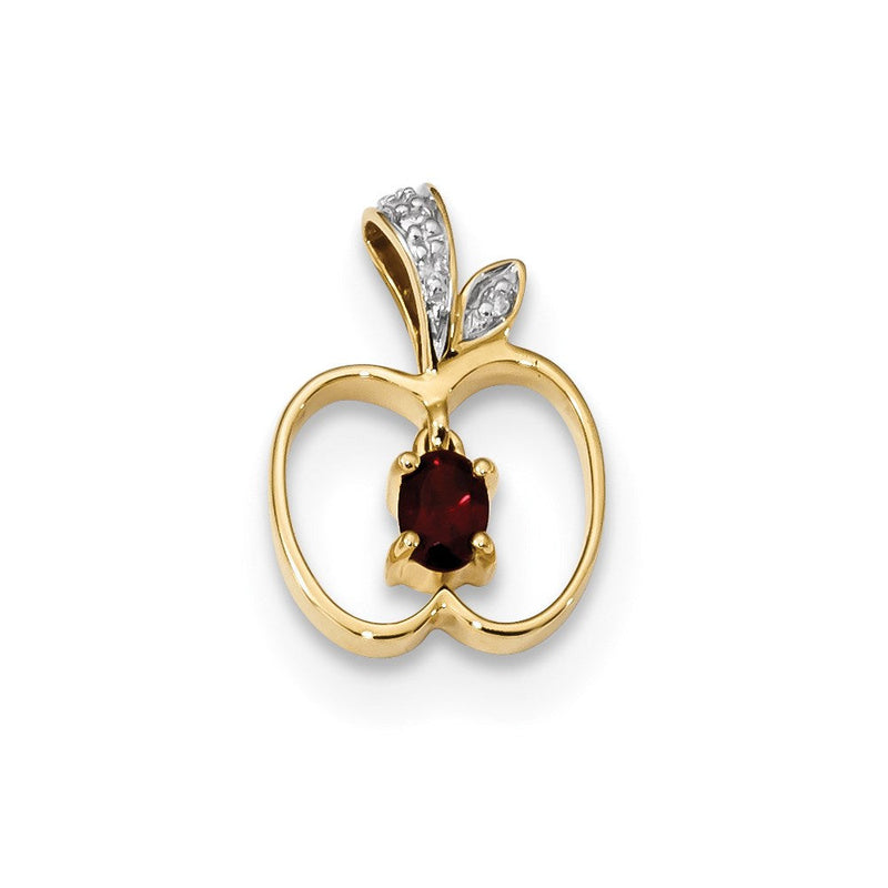 14K Gelbgold Apfel-Anhänger mit Mosambik-Granat und echtem Diamant