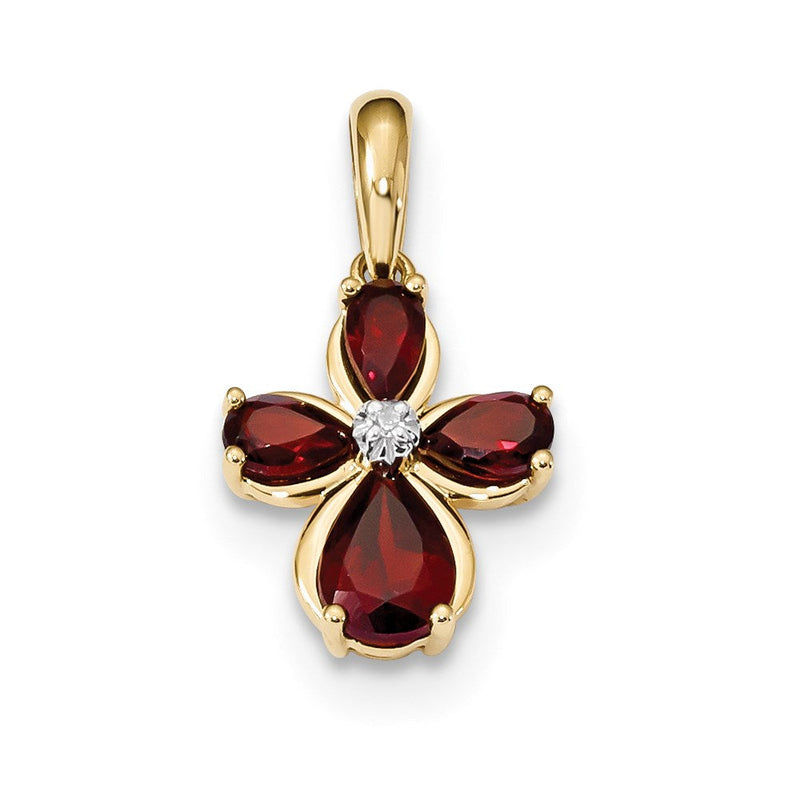 14K Gold Anhänger mit Mosambik-Granat und Diamant(en)