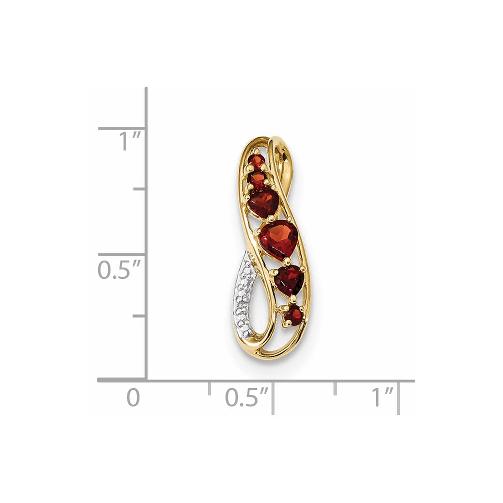 14K Gelbgold Anhänger mit Mosambik-Granat & echten Diamanten, poliert