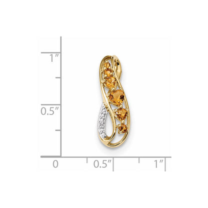 585er Gold Anhänger mit Citrin und Diamant, poliert
