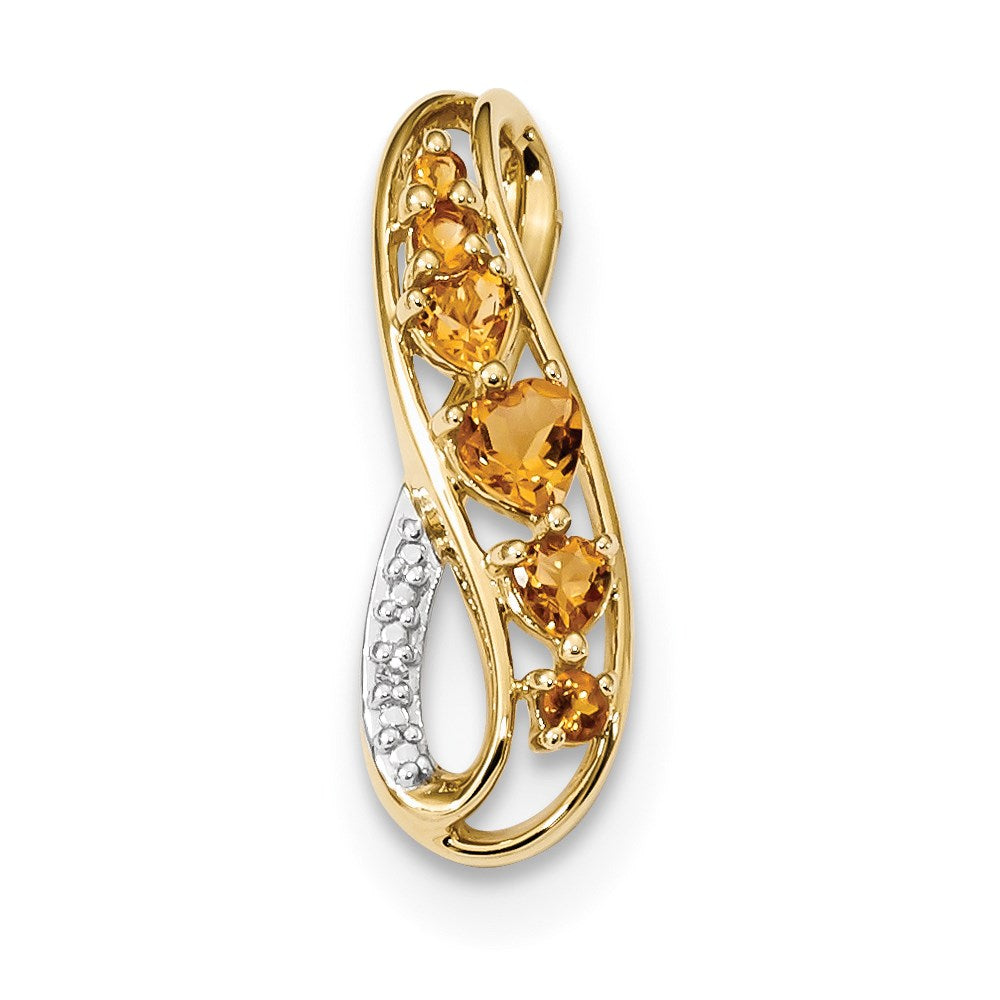 585er Gold Anhänger mit Citrin und Diamant, poliert