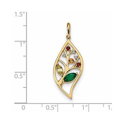 14K Gelbgold Anhänger mit synthetischem Smaragd, Peridot, Citrin, Granat, Chromdiopsid und echtem Diamant