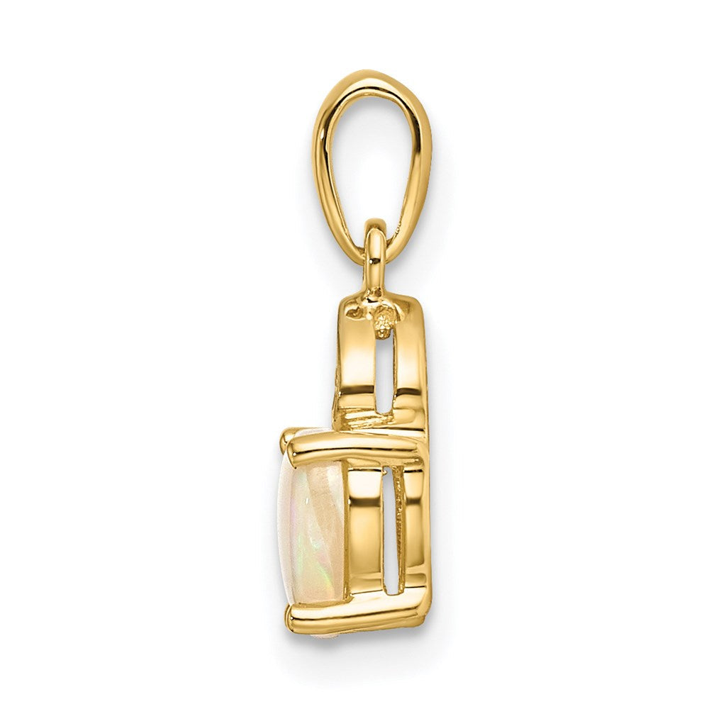14K Gold Herz-Anhänger mit Diamant und Opal, poliert