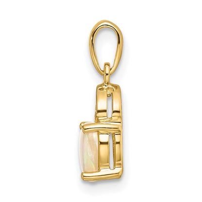 14K Gold Herz-Anhänger mit Diamant und Opal, poliert