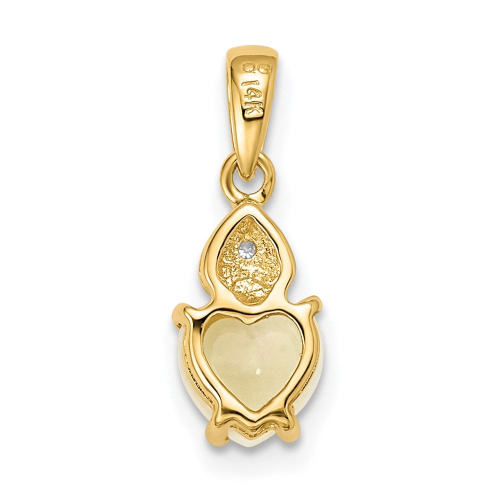 14K Gold Herz-Anhänger mit Diamant und Opal, poliert
