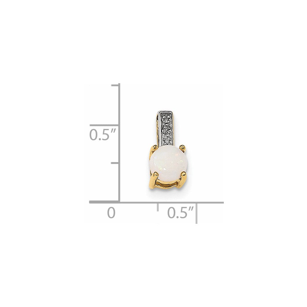 14K Gelbgold Anhänger mit Diamant und Opal, poliert