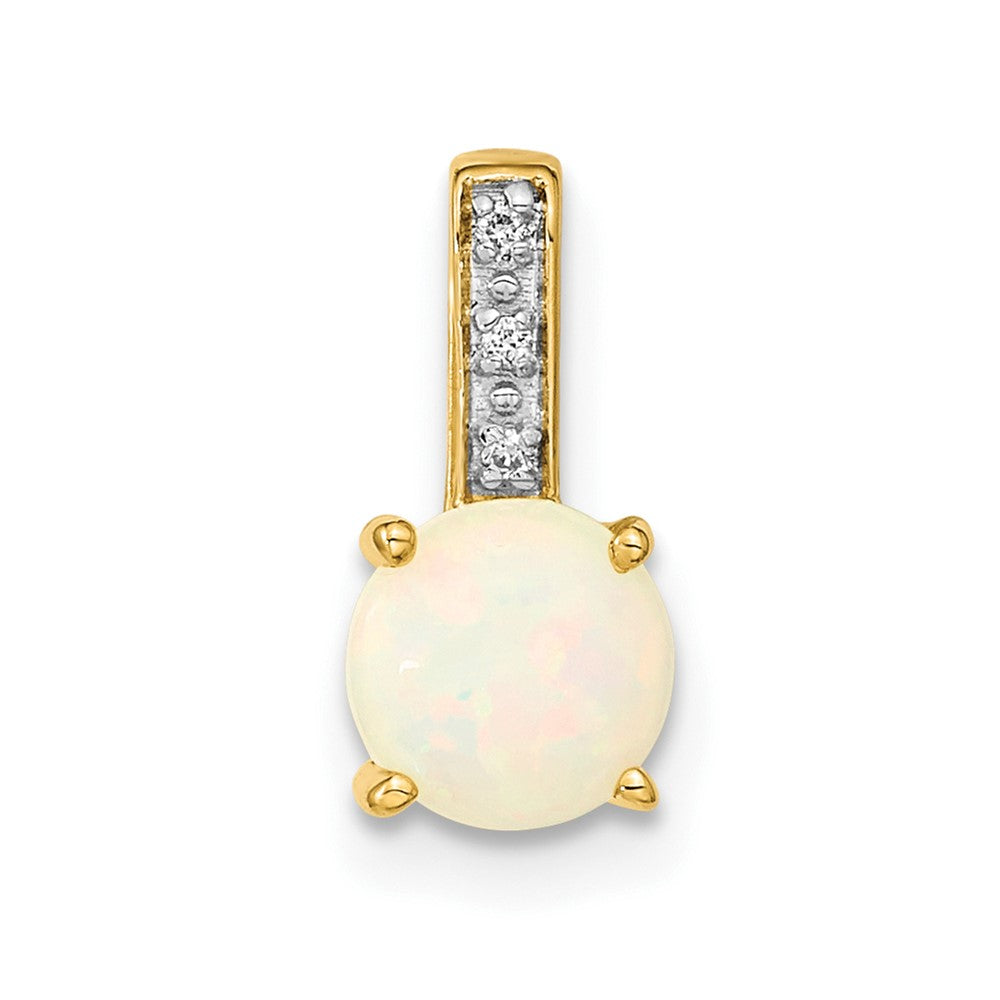 14K Gelbgold Anhänger mit Diamant und Opal, poliert