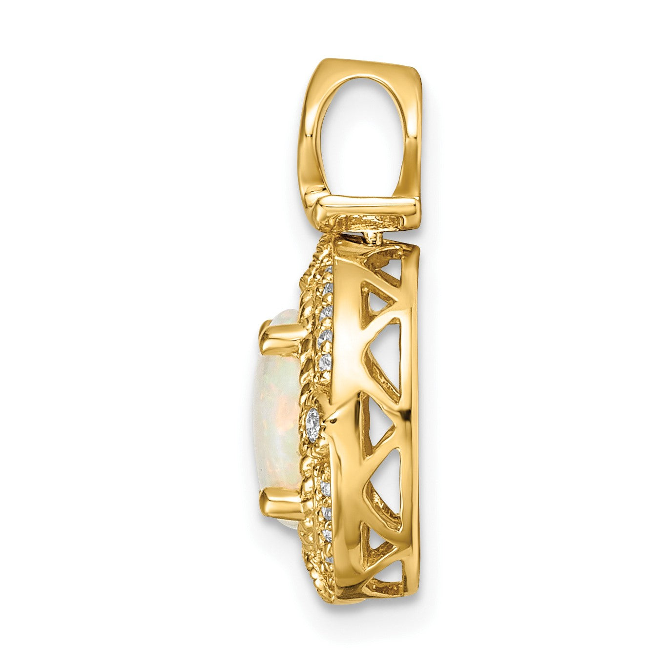 14K Austrian Opal und Diamant Anhänger