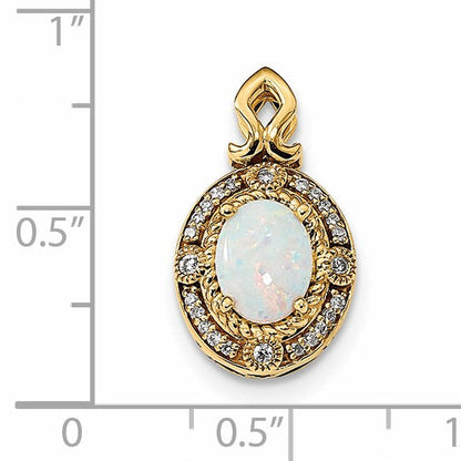 14K Austrian Opal und Diamant Anhänger