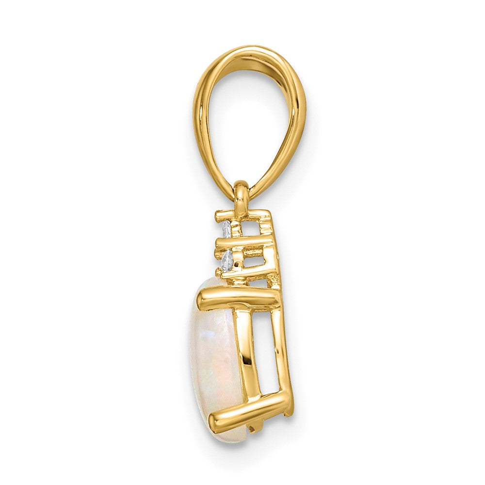 14K Gelbgold Austrian Opal und Diamant Anhänger