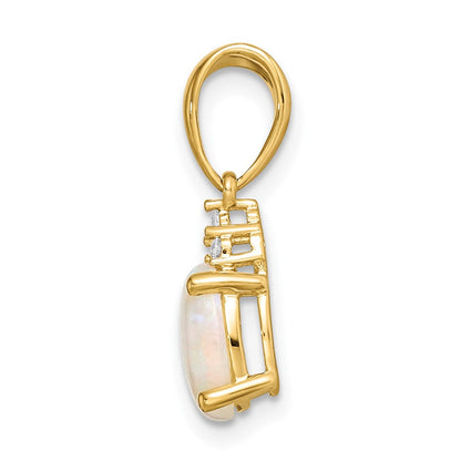 14K Gelbgold Austrian Opal und Diamant Anhänger