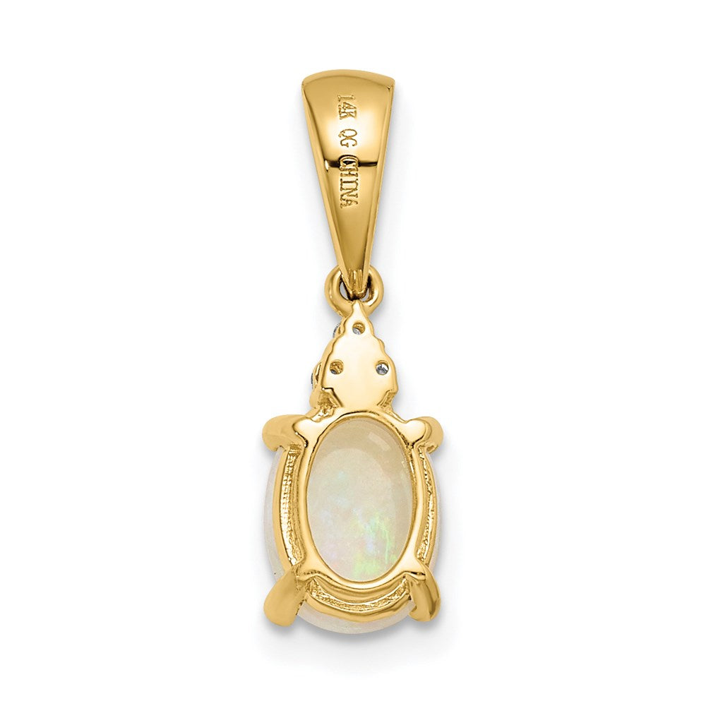 14K Gelbgold Austrian Opal und Diamant Anhänger