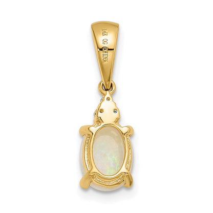 14K Gelbgold Austrian Opal und Diamant Anhänger