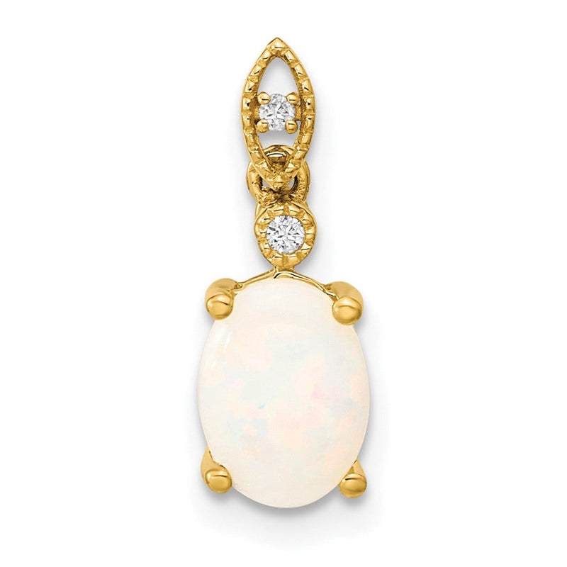 14K Gelbgold Anhänger mit österreichischem Opal und Diamant